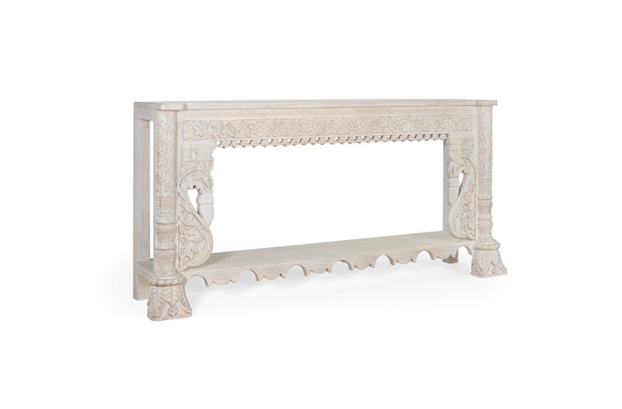 GINER Y COLOMER Console en bois de manguier blanc vieilli